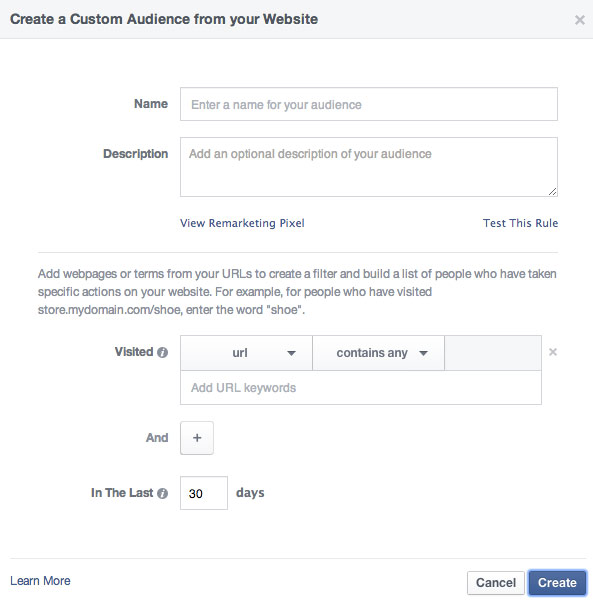 Create Web Custom Audience