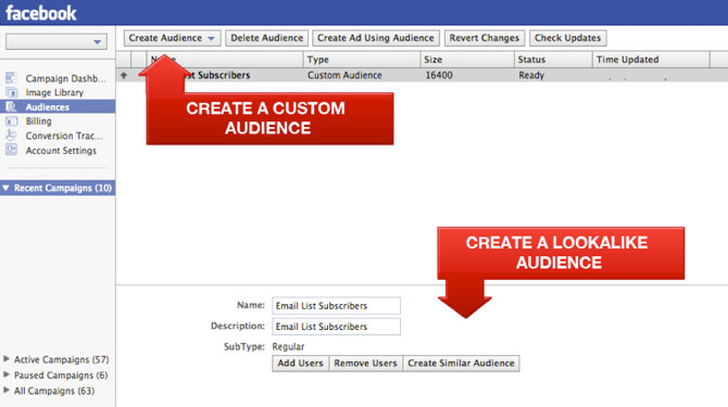 Create Custom Audience and Lookalike Audience