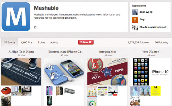 Mashable Pinterest