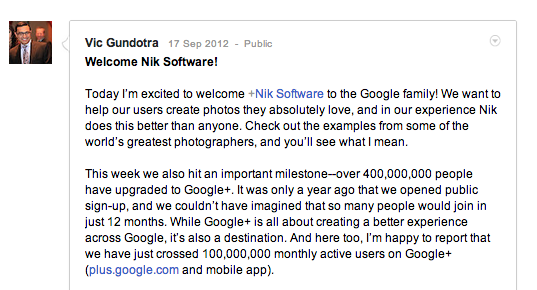 Google Plus with 100 Million Monthly Active User